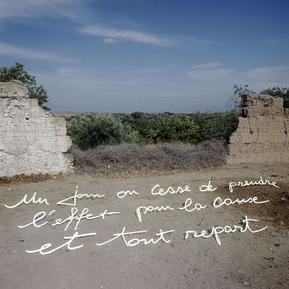 "Les Ecritures" (Writings), 1991/1992One day you stop thinking the effect is the origin and you go on again."Les Ecritures", 1991/1992Un jour on cesse de prendre l'effet pour la cause et tout repart.Bernard Faucon / Agence VU