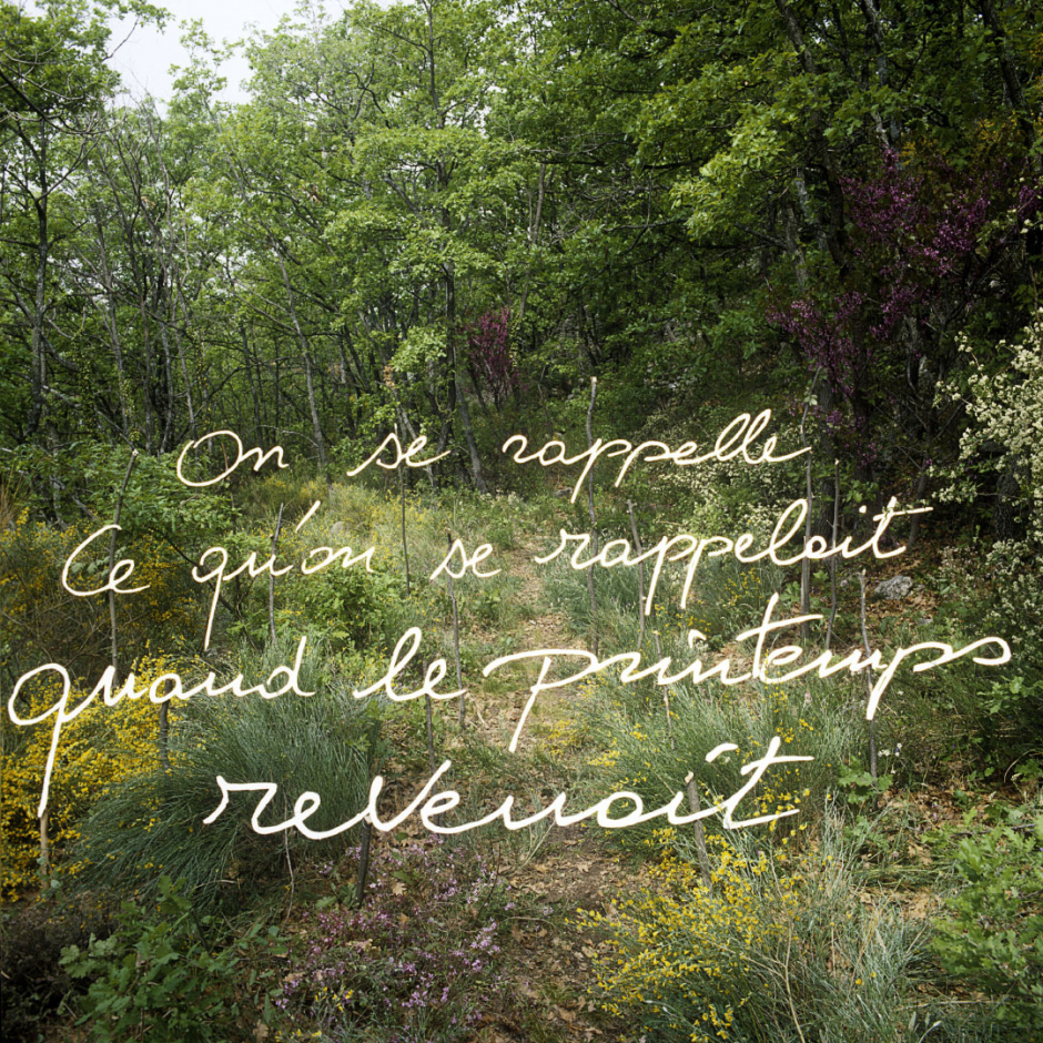 "Les Ecritures" (Writings), 1991/1992We remember what we remembered when spring was coming back."Les Ecritures", 1991/1992On se rappelle ce qu'on se rappelait quand le printemps revenait.Bernard Faucon / Agence VU
