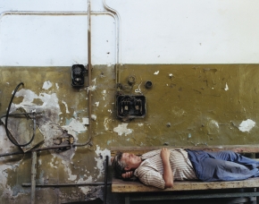 © RIP HOPKINS / AGENCE VUHOME AND AWAYOUZBEKISTAN, 200202/08/02Viktor Viktorovich in the section of Tashkent's old shoe factory reconverted to make food processing machines. He is 17 years old. His mother is Uzbek and his father is Ukrainian, he is still at high school but he works in the factory during the holidays. He will leave for Kiev, Ukraine once he finishes school.N°10650