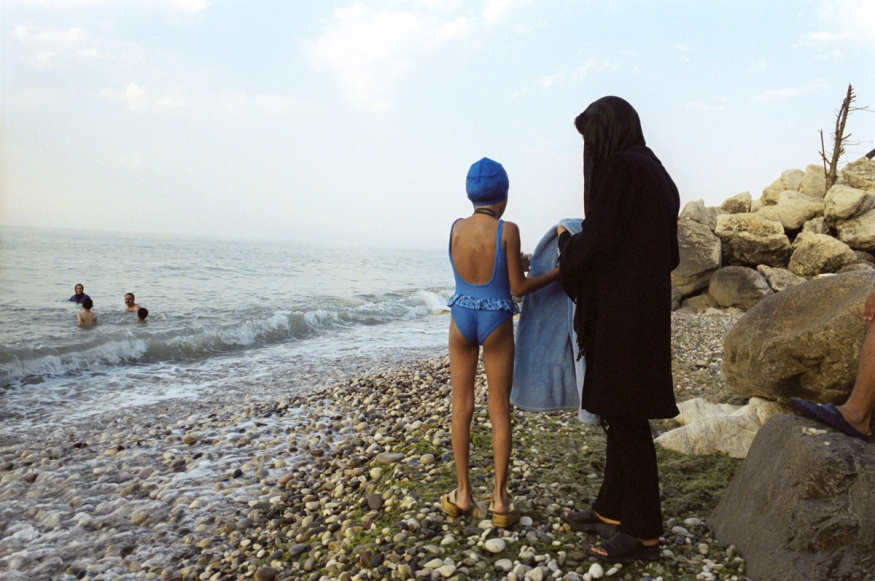 Iran, Nowshar, July 2002 - Caspian sea. Little beach in front of Sahara Hotel