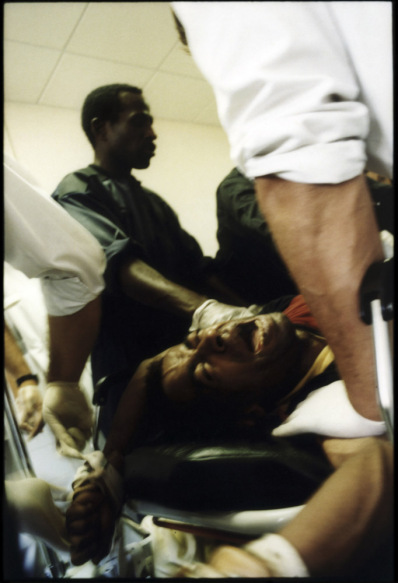France, Marseilles, June 2002 - Emergency Room in Marseille's Nord Hospital. Patient under the influence of narcotics in the emergency psychiatric department.