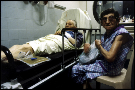 France, Marseilles, June 2002 - Emergency Room in Marseille's Nord Hospital. Woman visiting her husband.