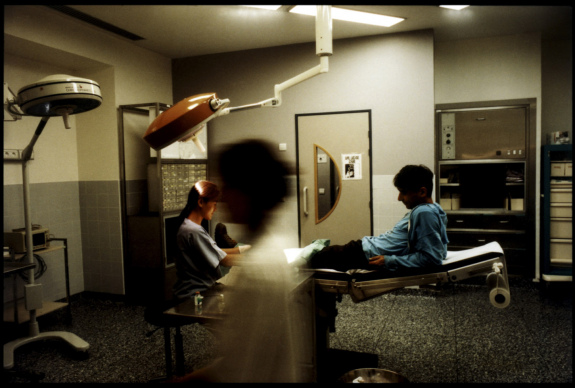 France, Marseilles, June 2002 - Emergency Room in Marseille's Nord Hospital. Woman attacked with knife.