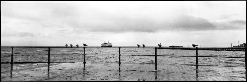 Belgium, Ostende, MArch 1991 - Ferry coming to Ostende.
