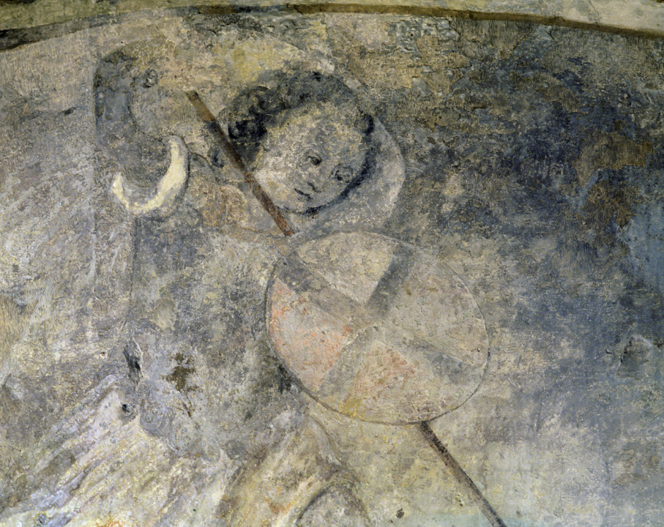 France, Bordeaux region, 2005A Knight painted on the chapel's wall in Montiagne's tower, situated on the between the Bordeaux and PÈrigord regions. It is here that the writer and philosopher wrote his masterpiece ´ Essays ª between 1571 and 1592.France,  Le Bordelais, 2005Un chevalier peint sur le mur dans la chapelle de la tour de Montaigne situÈe aux confins du Bordelais et du PÈrigord. C'est ici que le philosophe et Ècrivain a rÈdigÈ les ´Essais ª entre 1571 et 1592.Rip Hopkins / Agence VU