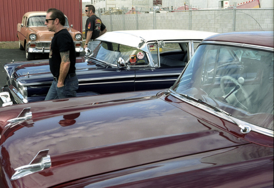 August 2007, Brisbane, Australia.CarsCars are at the ready for the 2007 GreazeFest street cruise in which classic 1950s cars are driven slowly in single file along Brisbane's winding country roads. Ao˚t 2007, Brisbane, Australie.Voitures.Les voitures sont au dÈpart de la course de rue du GreazeFest 2007, o˘ des modËles classiques de 1950 vont rouler au ralentit en file indienne sur les routes de Brisbane.Steven Siewert / Agence VU