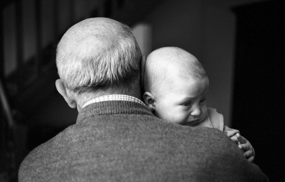 France, Montdidier, April 2005 - Simon and his grandfather.