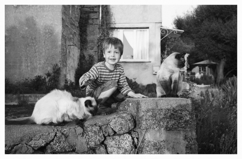 France, U Neru, Tiuccia, Corsica, april 2009 - Simon and the house's siamese.