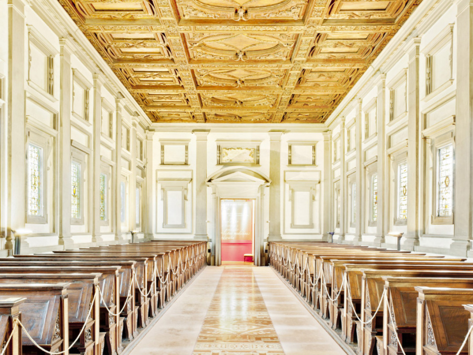 Italy, Florence, December 16th 2010Biblioteca Medicea Laurenziana (Laurentian Library). Reading room of the in-house Michelangelo library. The hall hosted a precious philological and art collection.Italie, Florence, 16 décembre 2010Biblioteca Medicea Laurenziana (Bibliothèque Laurentienne). Salle de lecture de la bibliothèque interne de Michel-Ange. La salle abritait une précieuse collection philologique et artistique. Massimo Siragusa / Agence VU