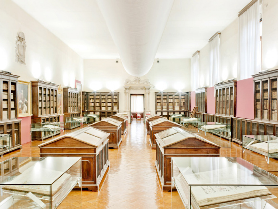 Italy, Cesena, January 22nd 2011Pïana Library, inside the Malatestiana Library, given by Pope Pius VII Chiarmonti.Italie, Cesena, 22 janvier 2011Bibliothèque Pïana, à l'intérieur de la Bibliothèque Malatestiana, offerte par le Pape Pie VII Chiarmonti.Massimo Siragusa / Agence VU
