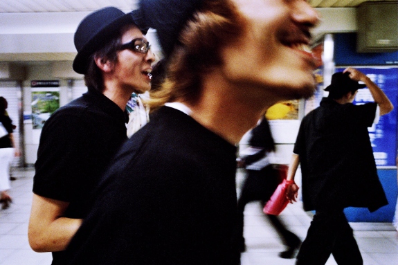 Japan, Tokyo, July 2002 - Tokyo is Hot Tonight. Subway. Young rebels.