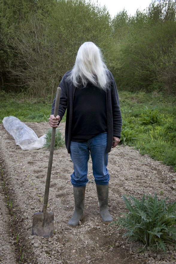 France,  03 May 2009 - What would be a faceless world ? Man in his vegetable garden.