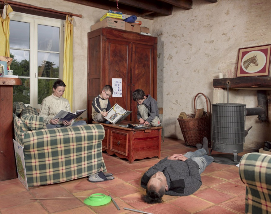 France, Persac, 08 May 2014 - From the series "Family". G.-R. Family: Sophie, James, Guilhem (10), Eudes (7).