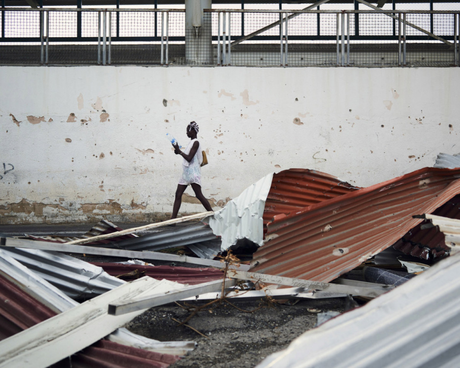 Antilles, Île de Saint-Martin, 14 September 2017 - Irma hurricane. In the Marigaud streets.