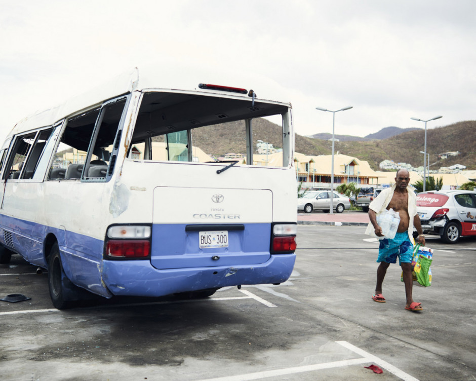 Antilles, Île de Saint-Martin, 14 September 2017 - Irma hurricane. In the Marigaud streets.