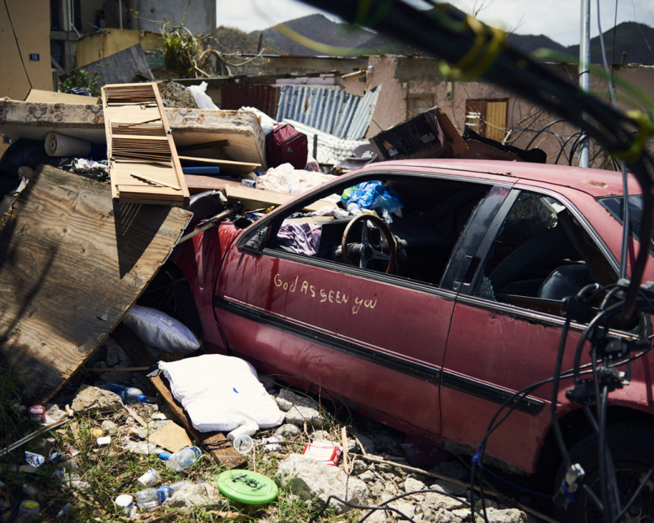 Antilles, Île de Saint-Martin, 15 September 2017 - Irma hurricane. In the Marigaud streets.