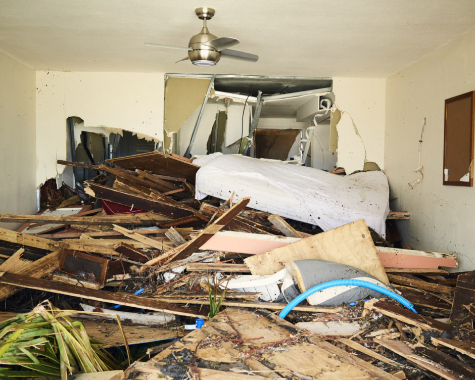 Antilles, Île de Saint-Martin, 15 September 2017 - Irma hurricane. In a touristic residence.