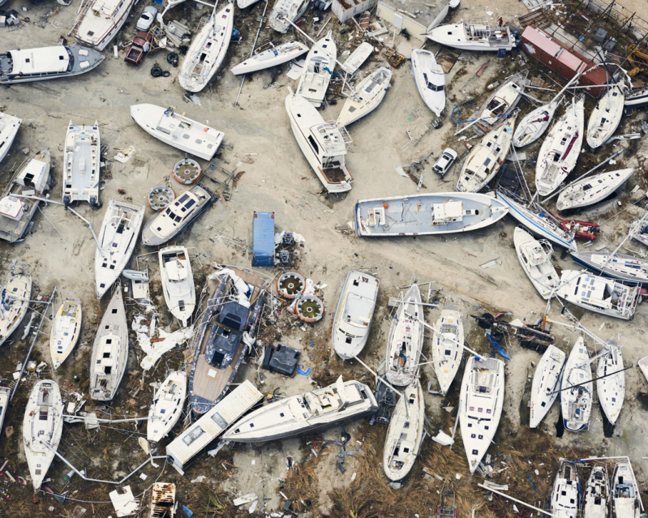 Antilles, Île de Saint-Martin, 16 September 2017 - Irma hurricane. An aerial view of Saint-Martin after the passing of  hurricane IRMA. (french side)