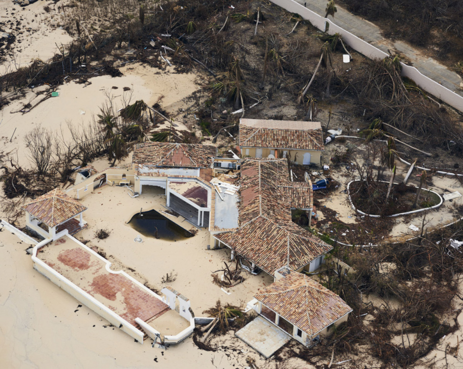 Antilles, Île de Saint-Martin, 16 September 2017 - Irma hurricane. An aerial view of Saint-Martin after the passing of  hurricane IRMA. (french side)