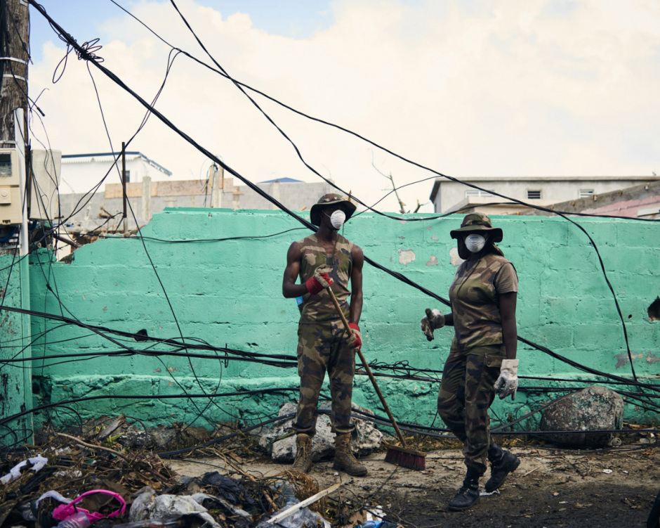 Antilles, Saint-Martin, 19 September 2017 - Irma Hurricane. In the Sandy Ground district, RSMA in action.
