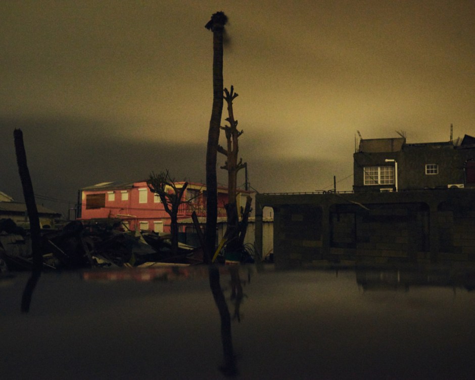 Antilles, Saint-Martin, 20 September 2017 - Irma Hurricane. In the Sandy Ground district. The night during the cyclone Maria.
