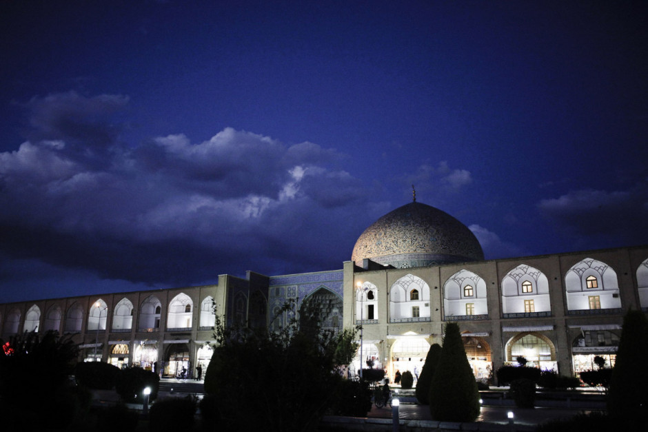 Iran, Isfahan, April 17th 2016 - Naghshe Jahan Square or Emam Square, dome of Lotfollah mosque.