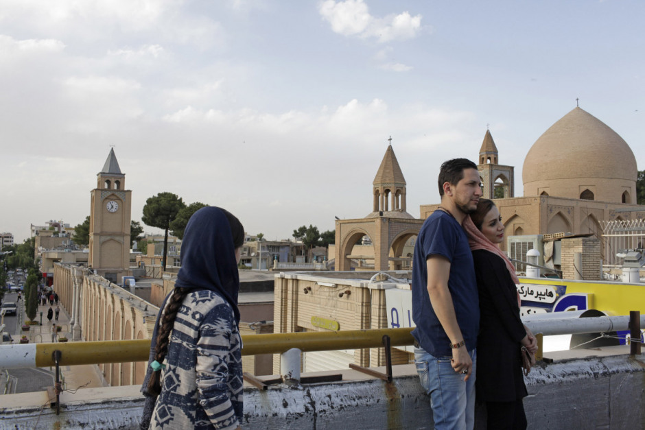 Iran, Isfahan, June 2nd 2016 - Djolfa quarter, Vank Cathedral, seen from the roofs.