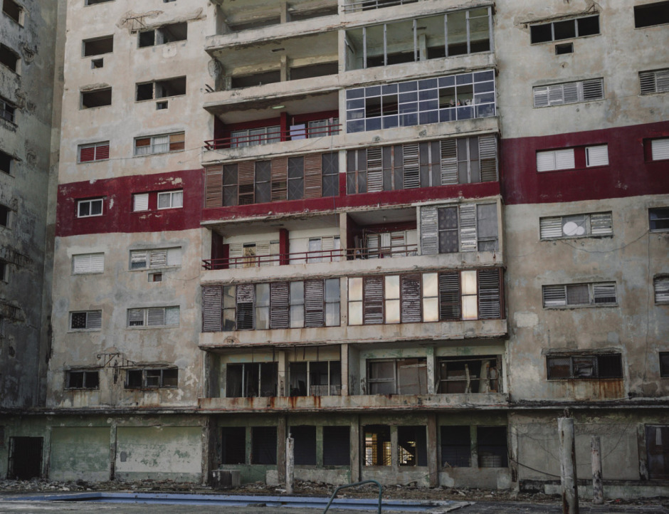 Cuba, Havana, January 11, 2019 - From the series “Sierra Maestra“View of the apartments still inhabited of the Sierra Maestra's building, facing the sea.