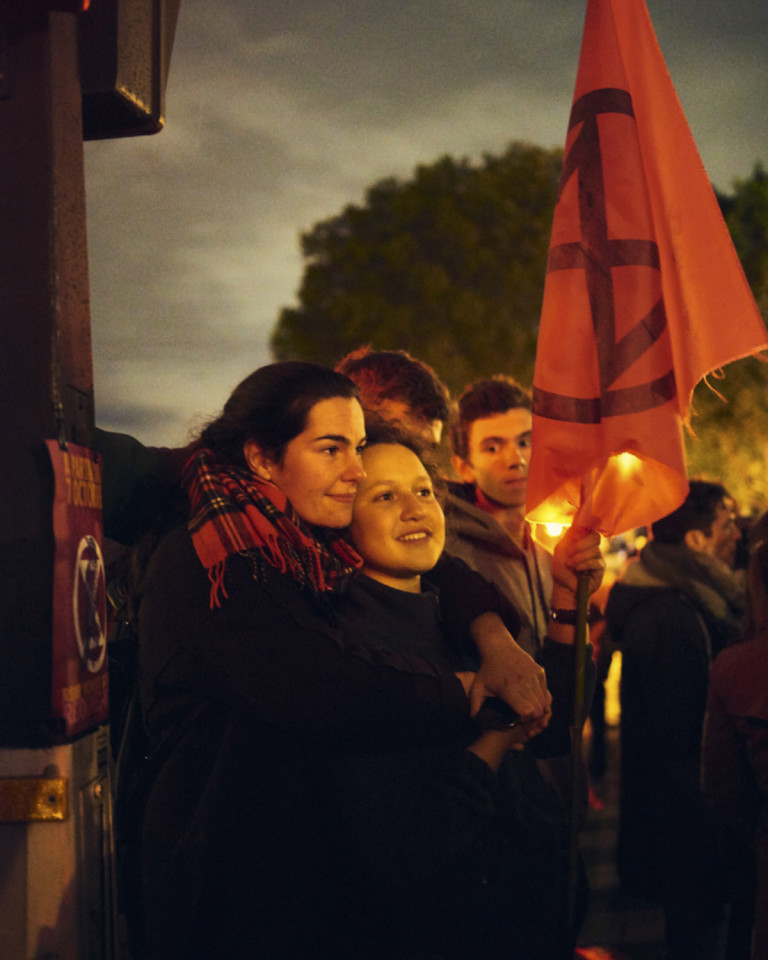 France, Paris, 07 octobre 2019 - Extinction Rebellion action in Place du Chatelet and Pont au Change.General Assembly on the Place du Chatelet.