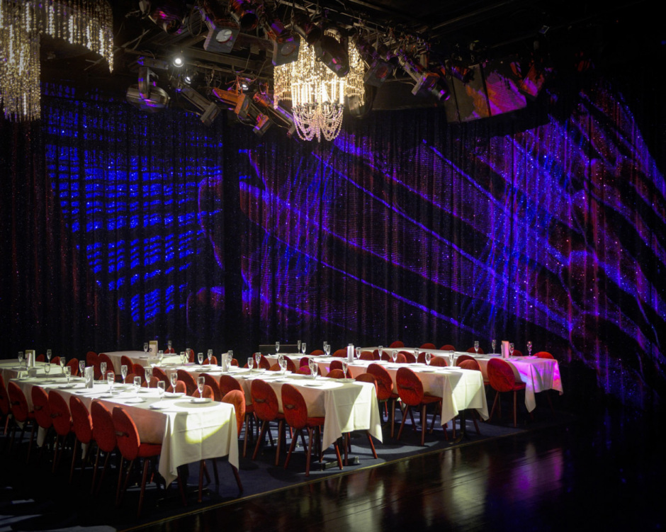 France, Paris, September 24, 2019 - The Lido backstage. Preparation of the dining room.