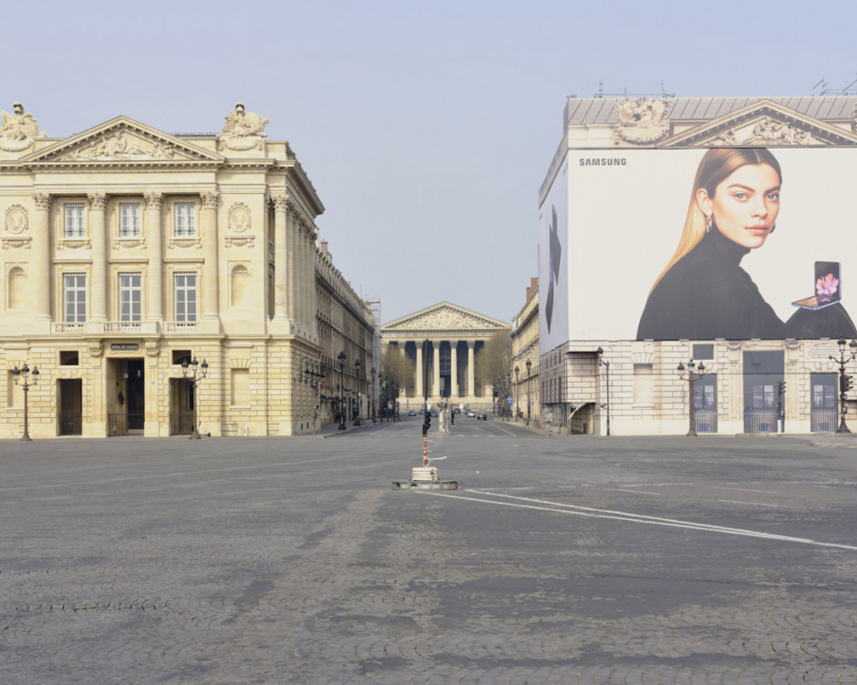 France, Paris, 20 March 2020 - Empty Paris during the Covid-19 outbreaks. Concorde Square. Background, la Madeleine Church.