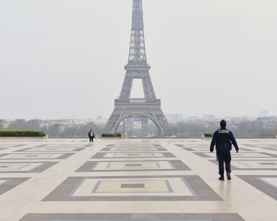 France, Paris, 20 March 2020 - Empty Paris during the Covid-19 outbreaks. Tour Eiffel, view from the Trocadero.