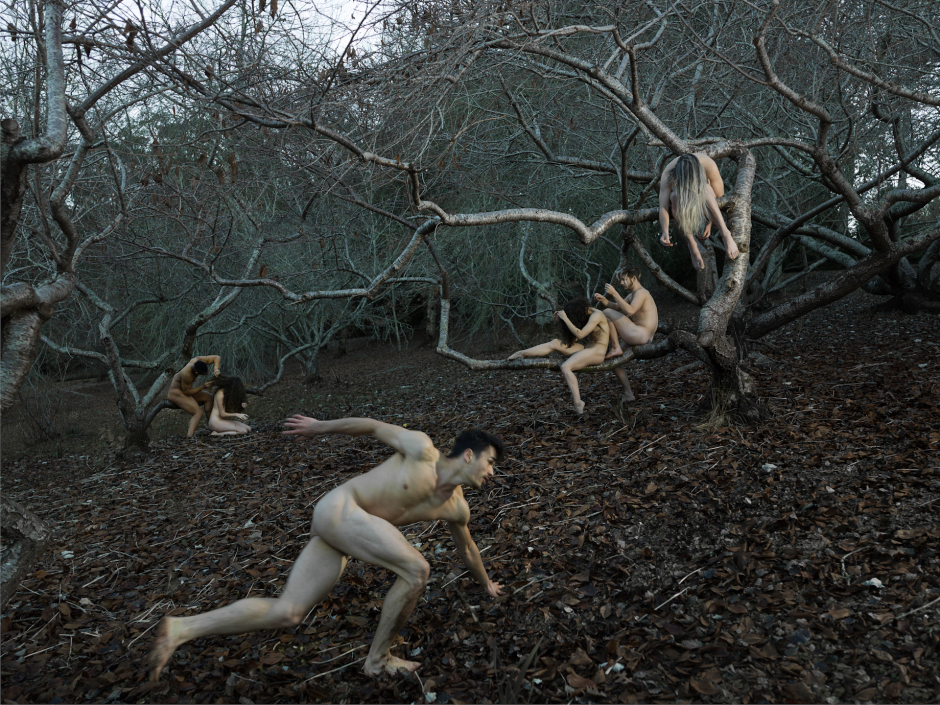 Australia, Adelaide, 2017-2018 Mount Lofty Botanic Garden. The Signal, Japanese flowering cherry (Prunus serrulata) in Winter, featuring dancers from the Australian Dance Theatre. Australie, Adélaïde, 2017-2018 Jardin botanique du mont Lofty. Le Signal, cerisier japonais (Prunus serrulata), en hiver, mettant en scène des danseurs du Théâtre Australien de Danse. Tamara Dean / Agence VU