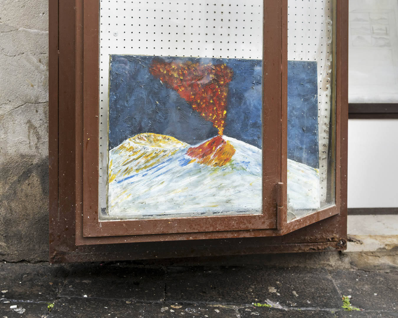 Italy, Napoli, 15 February 2025 - Mount Vesuvius painting in the street