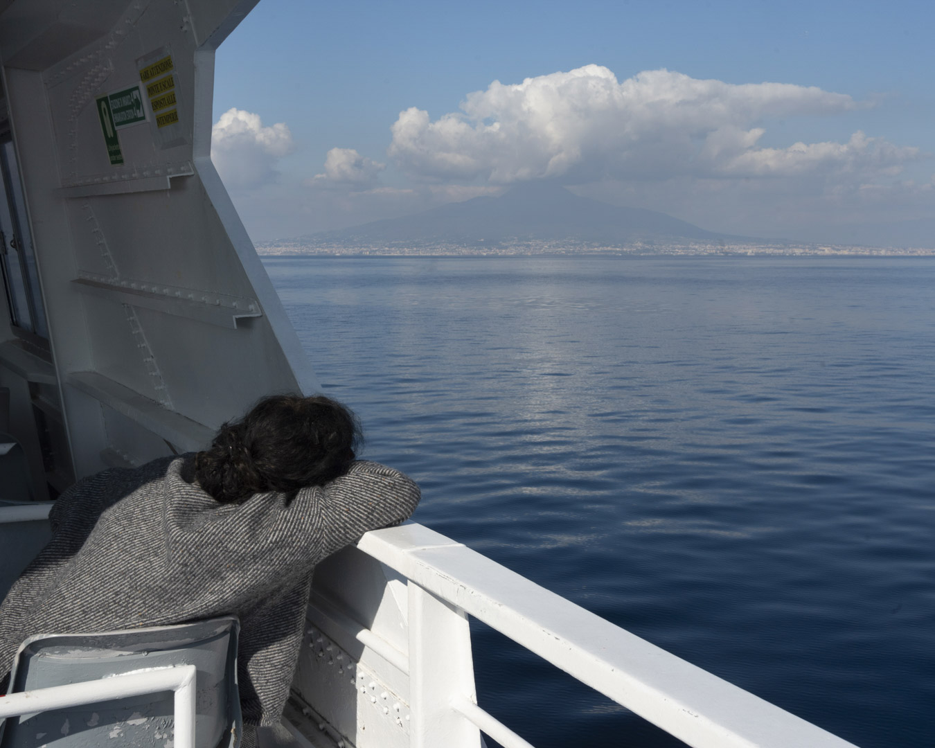 Italy, Arount Mont Vesuvius, 18 February 2025 - View of Mount Vesuvius from the sea